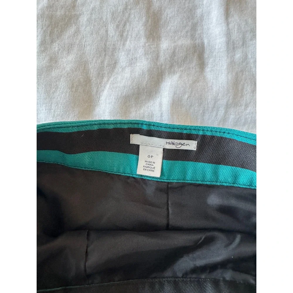Halogen Teal Black Striped Pleated Midi Skirt Petite 0P NWT Nordstrom A-Line